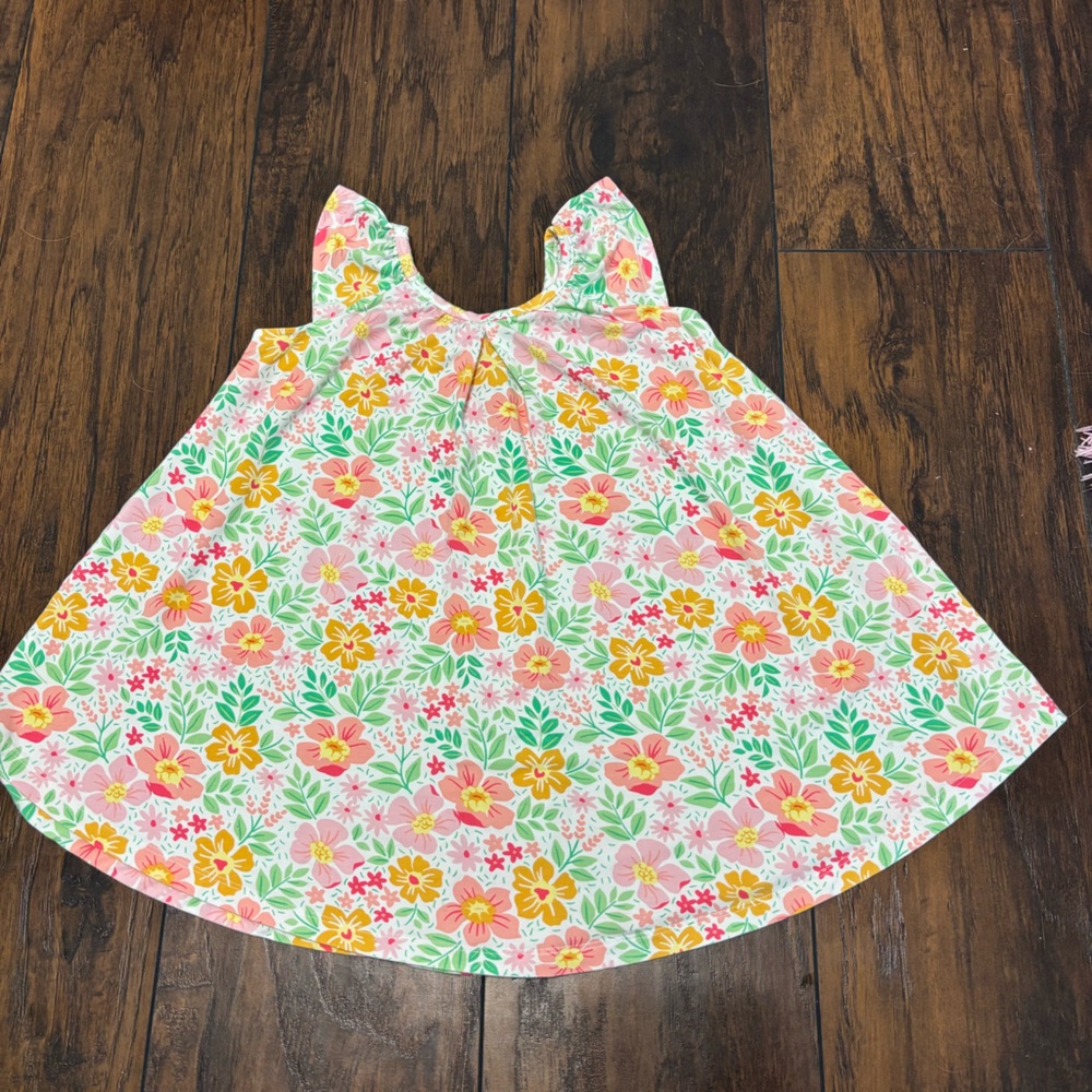 Sweet Bamboo Baby Doll Floral Girls Dress Pink & Yellow Fantasy Flower Size 2T - Picture 2 of 4